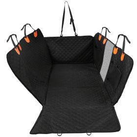 Dog Car Back Seat Cover With Zipper Mesh Window Storage Bags Waterproof 600D Oxford Cloth Car Seat Protector With Slide Flaps For Cars Trucks SUV (Color: Black)
