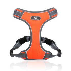 dog Harnesses; Pet Traction Rope Mesh Breathable Big Dog Chest Strap Vest Reflective Dog Rope Spot Wholesale (colour: Orange, Specification (L * W): L (32-55 kg))